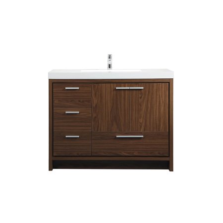 ELEGANT DECOR 42 Inch Single Bathroom Vanity In Walnut VF46042MWT